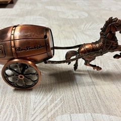 希少　アンティーク　ライター　馬車樽を引く馬　午年　銅色　馬車型　オブジェ の画像