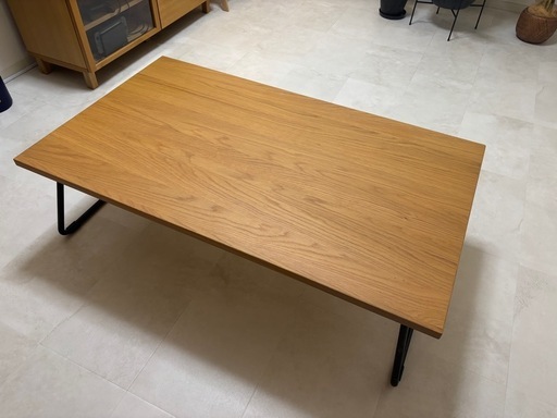 MUJI/無印良品 折りたたみローテーブル 幅120cm 高さ35cm オーク材天板 ソファテーブル センターテーブル 良品計画
