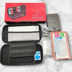 新品❤️Switch 2 ケース 16点セット　保護フィルム２枚付き！ 【16in1】セット ニンテンドー スイッチ 2 収納バッグ 【保護フィルム2枚+保護カバー+ゲームカード収納ケース+スタンド+スティックカバー8枚】 全面保護 大容量 耐衝撃 防塵 防振 10ゲームカードスロット ✨の画像