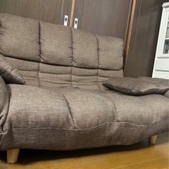 ソファー ソファーベット 茶色 ブラウン 2〜3人掛け クッション付き 【2/13締め切り予定】の画像