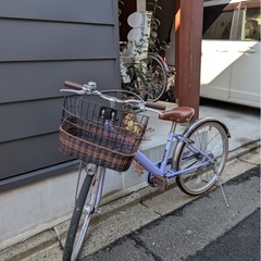 【美品】パープル自転車22インチの画像