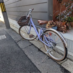 【美品】パープル自転車22インチの画像
