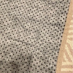 美品　ナチュラル　ベージュ系　幾何学模様 ベージュラグ フリンジ付きの画像