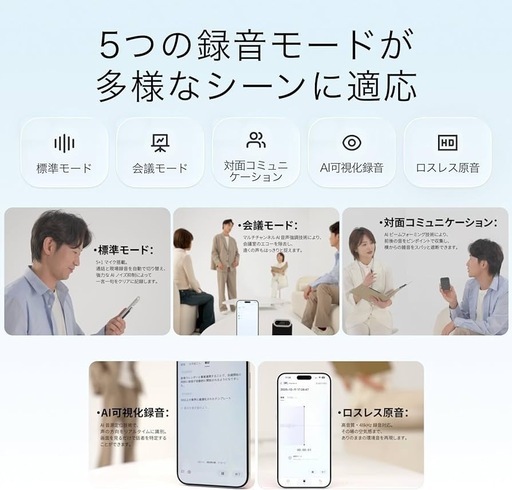 新品　AIアシスタント ボイスレコーダー 音声録音カード 21言語翻訳 シルバー