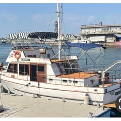 大型トローラークルーザー，tug39.39フィト、デーゼルエンジン、船検満タン有ります、処分します、100万円❣️の画像