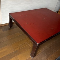 和風 座卓／ローテーブル（木製） 赤い漆天板の画像