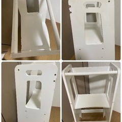 CUGBO 踏み台 子供用 補助台 キッズ ステップスツール 脚立幼 児 組立式丈夫木製はしごキッチン洗面所トイレ手洗いトレーニング調節可能（ホワイト）の画像