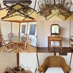 ラタン調テーブルランプ／間接照明の画像