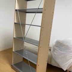 決まりました。無印良品　スチール&ウッドシェルフ　突っ張り棒２本付きの画像