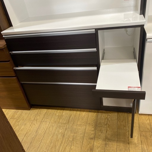 4/4値下げしました⭐️大容量⭐️NITORI レンジボード キッチンボード　レジューム120 美品  ソフトクローズ 引き出しNo.