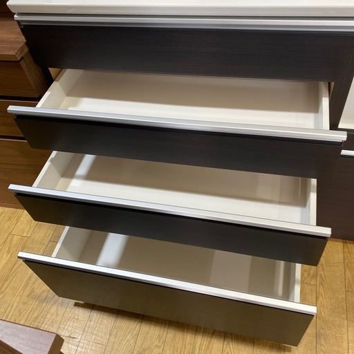 4/4値下げしました⭐️大容量⭐️NITORI レンジボード キッチンボード　レジューム120 美品  ソフトクローズ 引き出しNo.