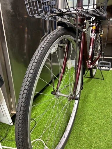 ギアなし　26インチ　カゴ付き自転車　ママチャリ　ブラウン