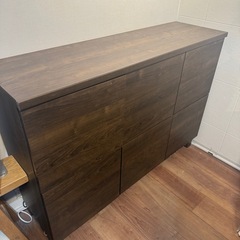 サイドボード キャビネット ダークブラウンの画像