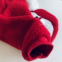 【新品未使用】ペット用 もこもこ防寒パーカー レッド Sサイズの画像