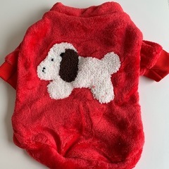 【新品未使用】犬用 防寒ウェア レッド（背丈 約30cm）の画像