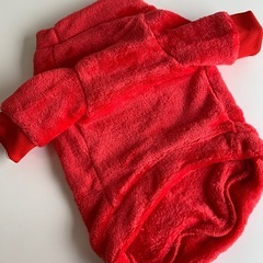 【新品未使用】犬用 防寒ウェア レッド（背丈 約30cm）の画像