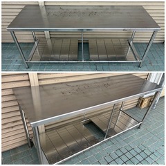 ★業務・店舗用★Cleanup クリナップ ステンレス作業台 2段 厨房用 作業テーブル 大型 ロング・高さ80cm×幅180cm×奥行き60cm 水洗い清掃済み！の画像