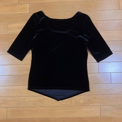 社交ダンス　黒ベルベットトップスの画像