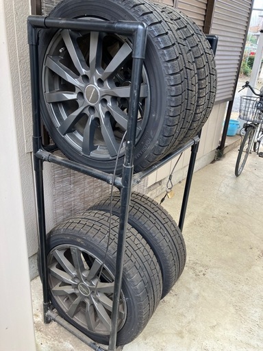 225/45R17   ヨコハマスタッドレスタイヤ&EUROTECHアルミホイール4本セット  タイヤラック 