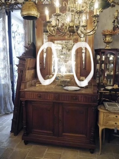 引き取り限定】アンティーク ドレッサー用 木製サイドパーツ 2本セット