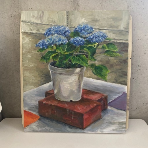 紫陽花の静物画（油彩）