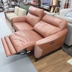 I308 🌈 ジモティー限定価格！ NITORI 3P左電動リクライニングソファ アネーロ セミアニリン革タイプ SK BR ⭐ クリーニング済の画像