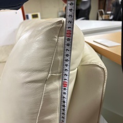 「2人掛けソファ 合皮 アイボリー 幅160cm 事務所・店舗にも」の画像