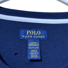 POLO RALPHLAUREN ワッフル ロンT 刺繍ロゴ 長袖 ネイビー 2XL(3L)の画像