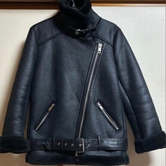 ZARA ダブルフェイス ライダースジャケット ムートンコート ザラ  男女兼用   の画像