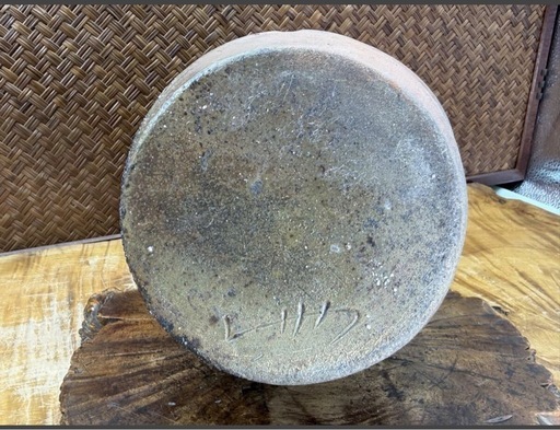 備前焼 人気作家 清水賢司 作 花入 共箱 窯印有 良品 窯変 耳付 華道具 花生 花瓶 床の間飾り 和美術 和骨董 茶道具 備前 煎茶道具 茶器 壷