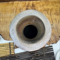 備前焼 人気作家 清水賢司 作 花入 共箱 窯印有 良品 窯変 耳付 華道具 花生 花瓶 床の間飾り 和美術 和骨董 茶道具 備前 煎茶道具 茶器 壷の画像