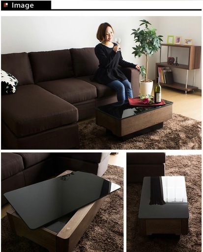 【美品】高級ガラステーブル　ローテーブル Arly Elm800  ※定価約4万円