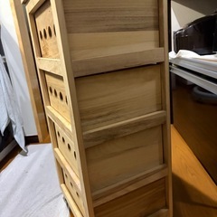 木製ラック　引き出し　キャスターの画像