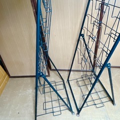 折りたたみ式マガジンラック 2台セット ブラック 黒 フリーペーパー/雑誌ラック 店舗什器の画像