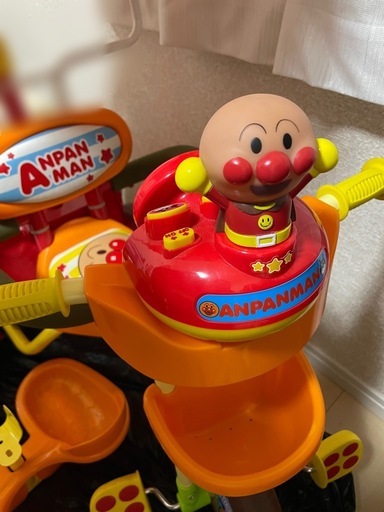 【美品】エムアンドエム｜mimi それいけ！アンパンマン デラックスII オレンジ（ブザー付おでかけ三輪車）