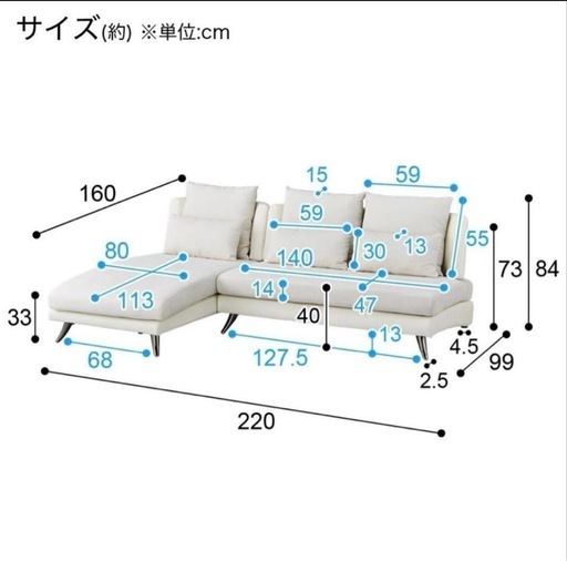 【3月1日受け渡し予定】ニトリ カウチソファ ソファ　布張り　ほとんど座っていない　3月中の取引希望　　