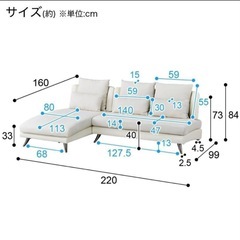 ニトリ カウチソファ ソファ　布張り　の画像