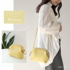 レディース　レザー　本革　イエロー　ショルダーバッグ　春　コンパクト　上品　大人の画像
