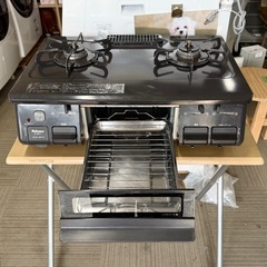 【お買い得‼️】パロマ LP(プロパン)ガス用 ガステーブル 2019年製 左強火/水無し片面焼きグリル  チャコール♪の画像