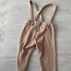 ベージュ サスペンダー付きパンツ 80cmの画像