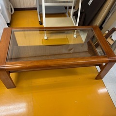 【木製 ガラストップ センターテーブル】の画像