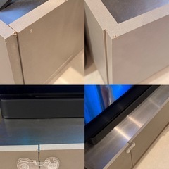 [幅180] 日本製 ローテレビ台 半完成品 収納付 ステンレス天板  LOWYAの画像