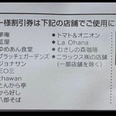 すかいらーくグループ最大25%割引券1枚と新宮Jボウルの1ゲーム無料券×7枚の画像