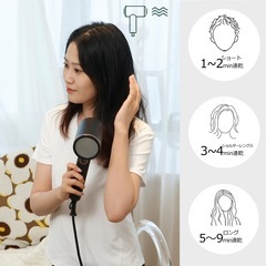 ドライヤー 大風量 軽量 1400W マイナスイオン 速乾 髪サラサラ 3段階調整 ノズル付き 過熱防止 静音設計 家庭用 旅行用 PSE認証済み ブラックの画像