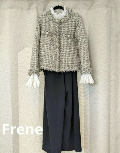 Frene パールボタンノーカラージャケット セレモニー　フォーマル