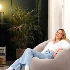 【取引中】エアークッションソファ 1人用 ベージュ 折りたたみ可の画像