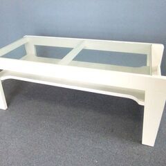 ガラス天板 センターテーブル ホワイト ローテーブル リビング *21292KGの画像