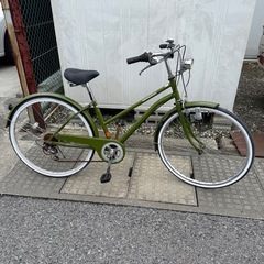 26インチ　自転車　ビーチクルーザー　チャリ　オリーブ　　カーキ　グリーンの画像
