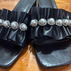 フラットサンダル　ブラック　Lサイズ(23.0〜24.0位)の画像