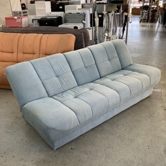 今2602-466 3人掛け ソファ ベッド デニム風 日焼け汚れ有りの画像